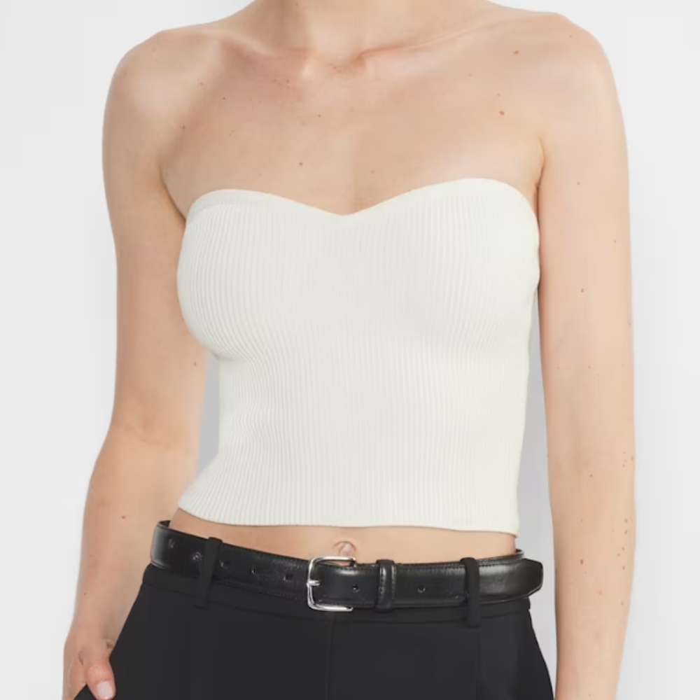 Babaton White Sculpt Knit Top